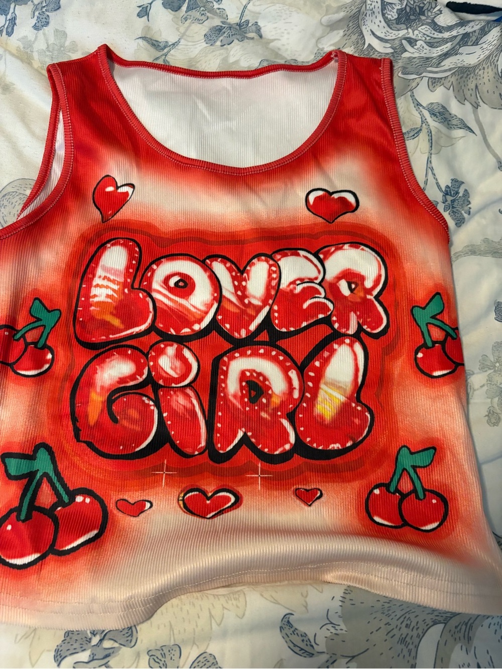 SHEIN Red Graphic 'Lover Girl' Crop Tank